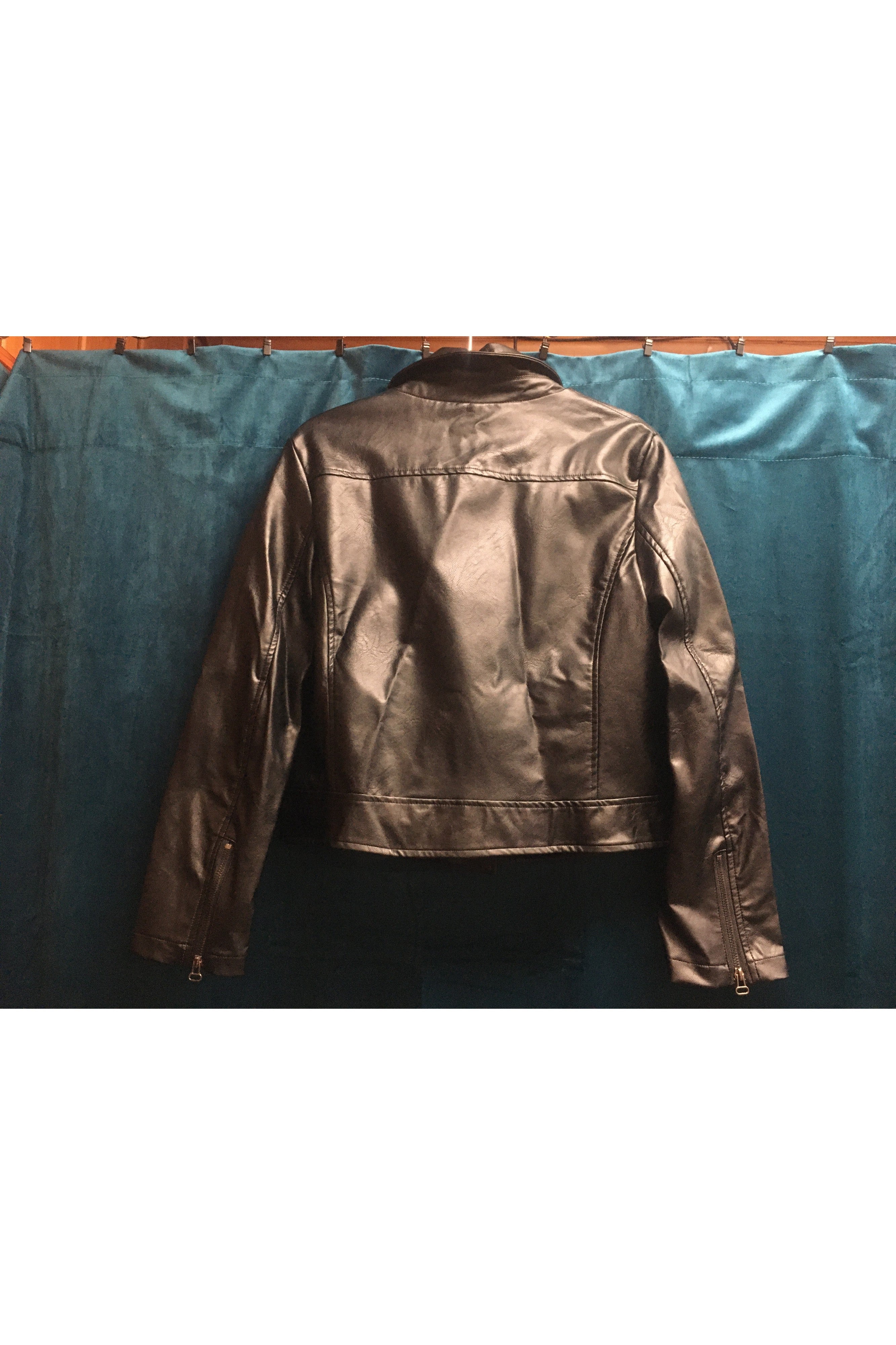 She And Sky Black Leather Moto Jacket-Jackets-She And Sky-Deja Nu Boutique, Women's Fashion Boutique in Lampasas, Texas