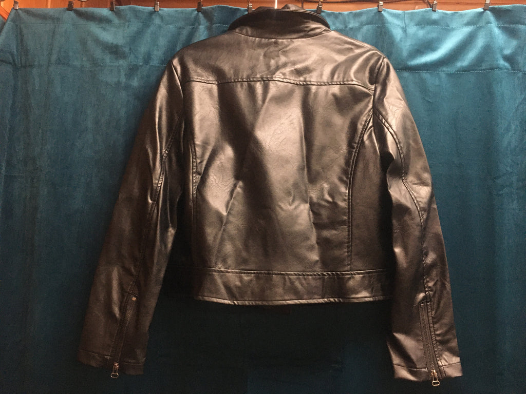 She And Sky Black Leather Moto Jacket-Jackets-She And Sky-Deja Nu Boutique, Women's Fashion Boutique in Lampasas, Texas