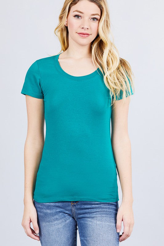 Active Basic Short Sleeve Scoop Neck T-Shirts- Assorted Colors-Short Sleeves-Active Basic-Deja Nu Boutique, Women's Fashion Boutique in Lampasas, Texas