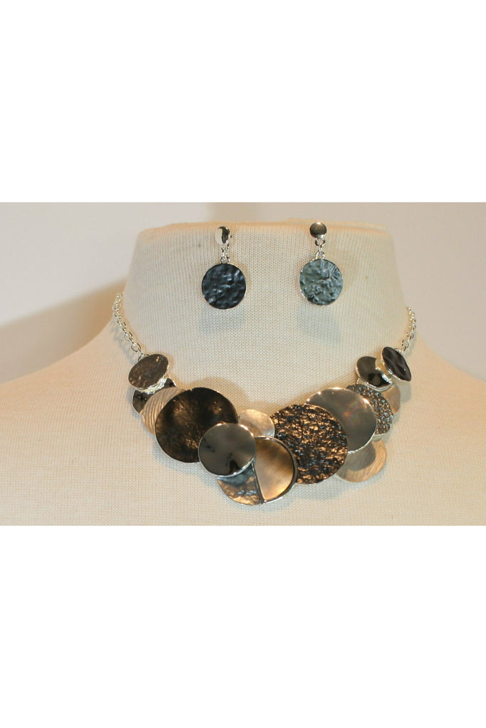 Silver/Grey Medallion Necklace Set-Necklaces-Deja Nu Tx-Deja Nu Boutique, Women's Fashion Boutique in Lampasas, Texas