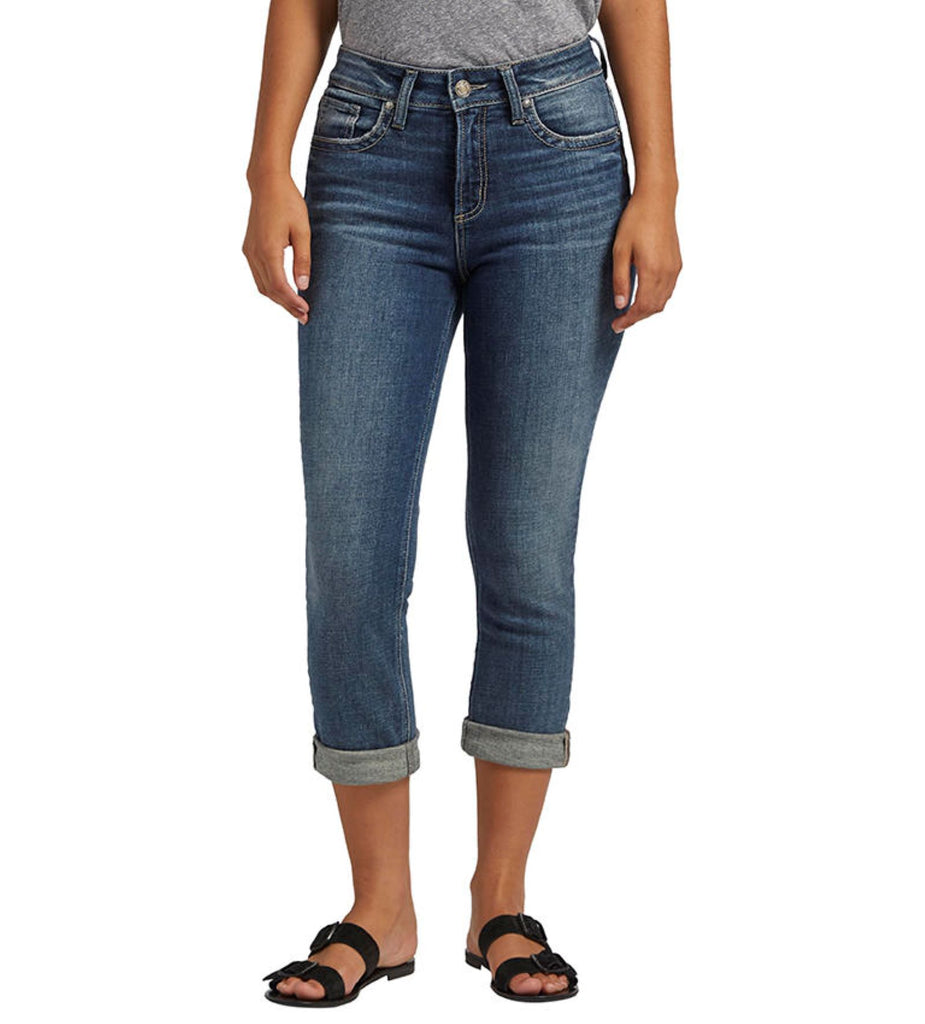 Silver Jeans Avery High Rise Capri Plus Size In Indigo-Curvy/Plus Jeans-Silver Jeans-Deja Nu Boutique, Women's Fashion Boutique in Lampasas, Texas