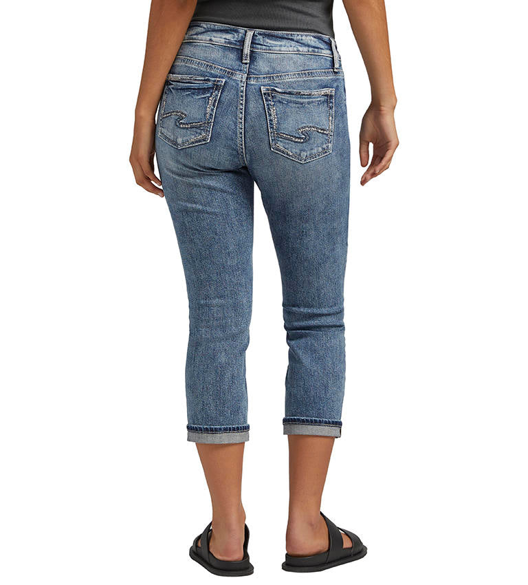 Silver Jeans Elyse Mid Rise Capri In Indigo 23.5 Inch-Jeans-Silver Jeans-Deja Nu Boutique, Women's Fashion Boutique in Lampasas, Texas