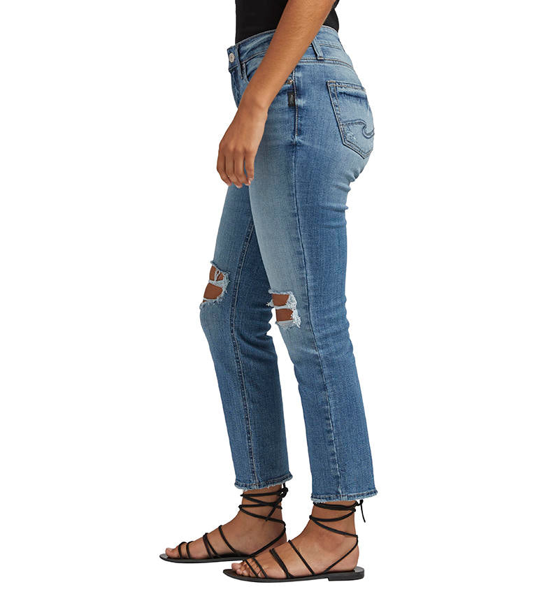 Silver Jeans Suki Curvy Fit Mid Rise Straight Crop In Indigo 27 Inch-Jeans-Silver Jeans-Deja Nu Boutique, Women's Fashion Boutique in Lampasas, Texas