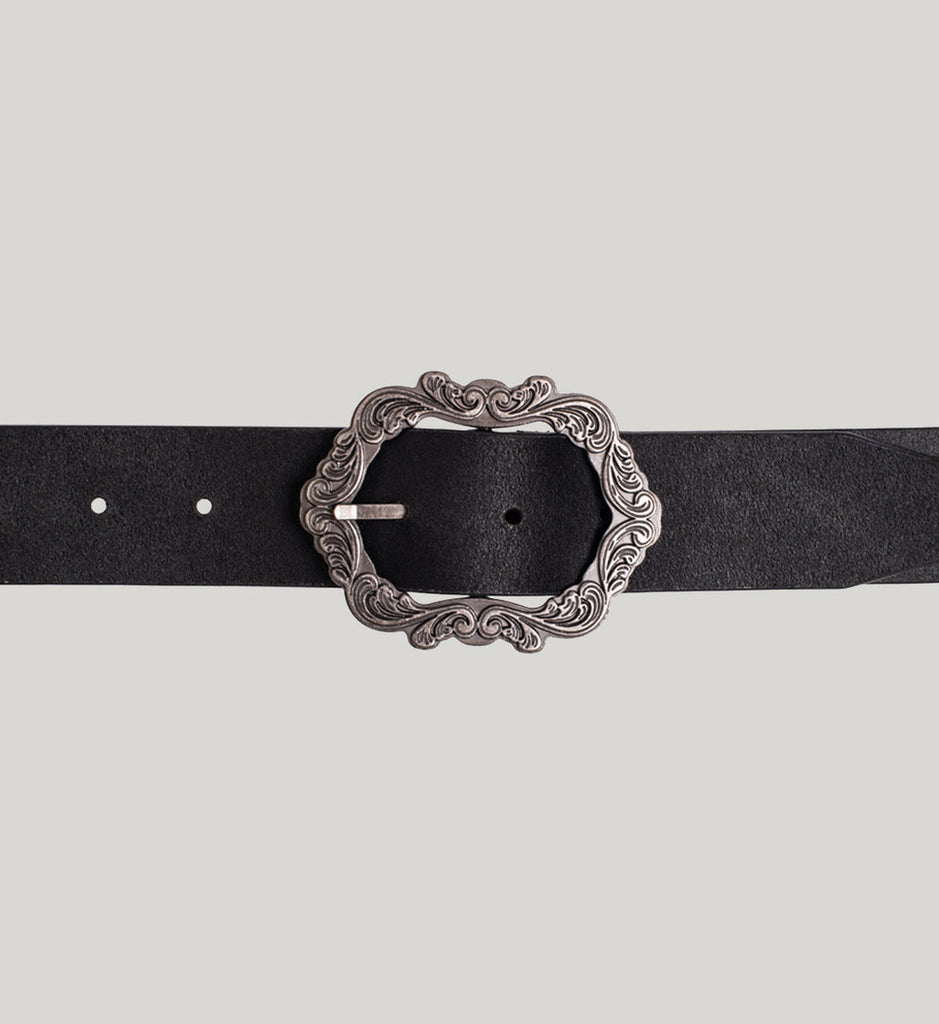 Silver Women’s Genuine Leather Belt With Picture Frame Buckle In Black-Belts-Silver Jeans-Deja Nu Boutique, Women's Fashion Boutique in Lampasas, Texas
