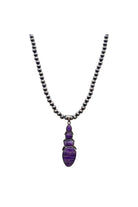 Six MM Faux Navajo Pearl With Semi Genuine Stone Pendant Necklace In Purple-Necklaces-Deja Nu-Deja Nu Boutique, Women's Fashion Boutique in Lampasas, Texas