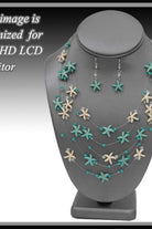 Starfish Layered Charms Necklace In Turquoise And Sand With Matching Earring-Jewelry Sets-Deja Nu-Deja Nu Boutique, Women's Fashion Boutique in Lampasas, Texas