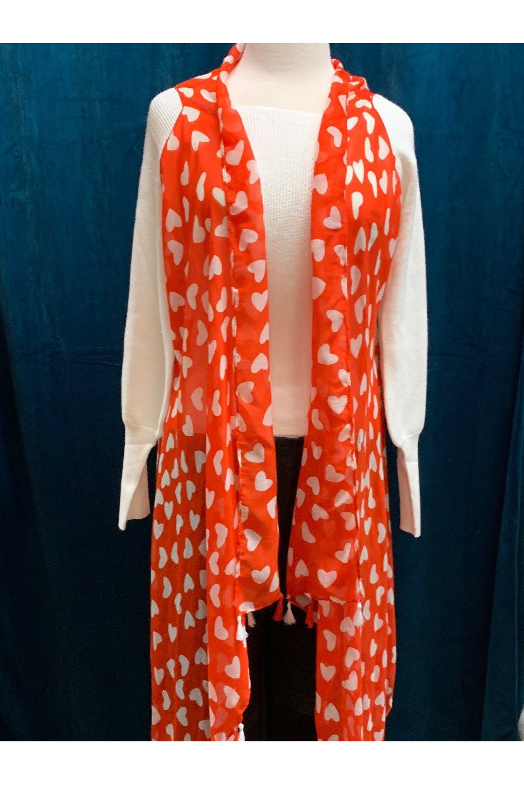 Sunshine & Rodeo Heart Kimono In Red Or Pink-Cardigans & Kimonos-Sunshine And Rodeo-Deja Nu Boutique, Women's Fashion Boutique in Lampasas, Texas