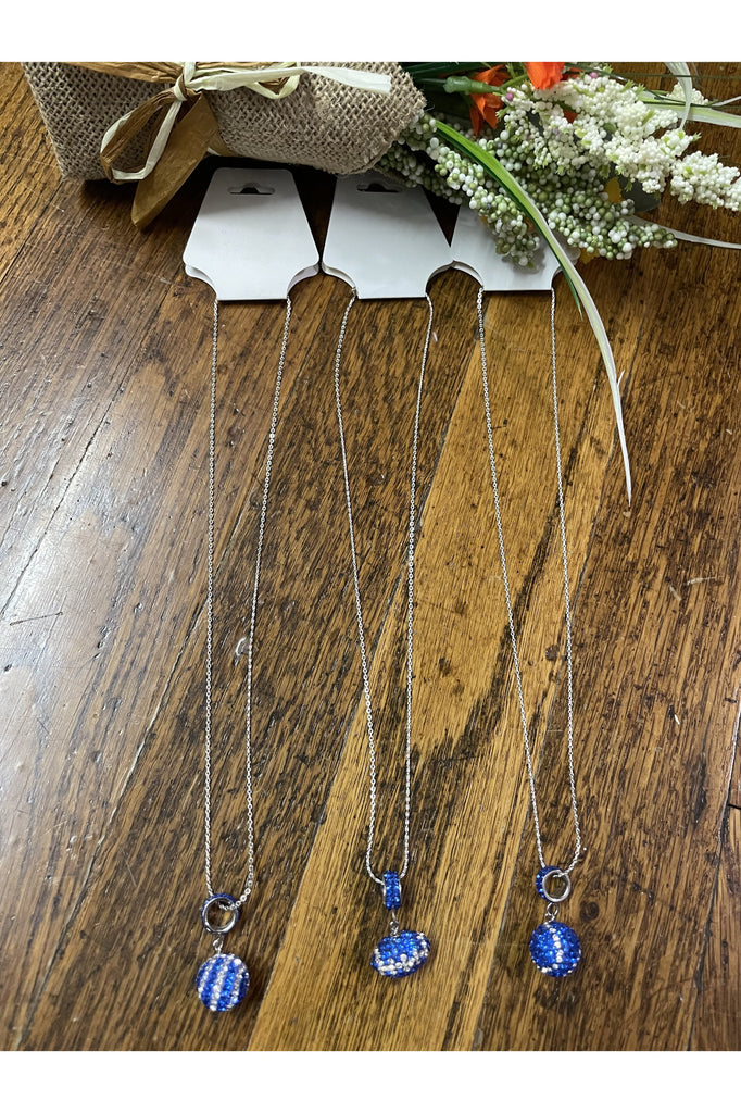 Swarovski Royal Blue And Crystal Basketball, Baseball Or Football Necklace-Necklaces-Deja Nu Tx-Deja Nu Boutique, Women's Fashion Boutique in Lampasas, Texas