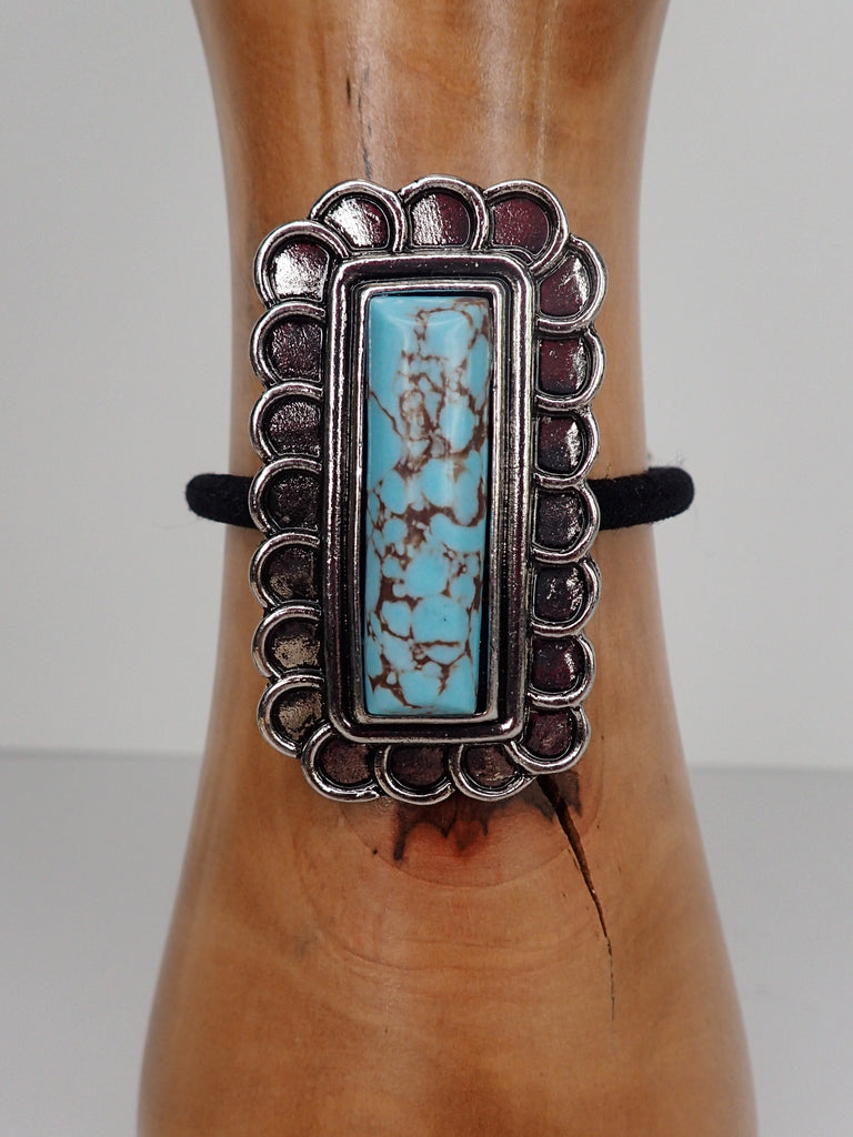 Tanie Rectangle Center Stone Encased In Silver Hair Tie -Three Colors-Hair Ties-Tanie-Deja Nu Boutique, Women's Fashion Boutique in Lampasas, Texas