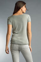 Tempo Basic Short Sleeve V Neck Tee In Olive-Tops-Tempo Paris-Deja Nu Boutique, Women's Fashion Boutique in Lampasas, Texas