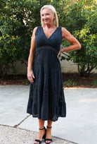 Tempo Black Eyelet Long Maxi Dress-Maxi Dresses-Tempo Paris-Deja Nu Boutique, Women's Fashion Boutique in Lampasas, Texas