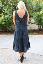 Tempo Black Eyelet Long Maxi Dress-Maxi Dresses-Tempo Paris-Deja Nu Boutique, Women's Fashion Boutique in Lampasas, Texas