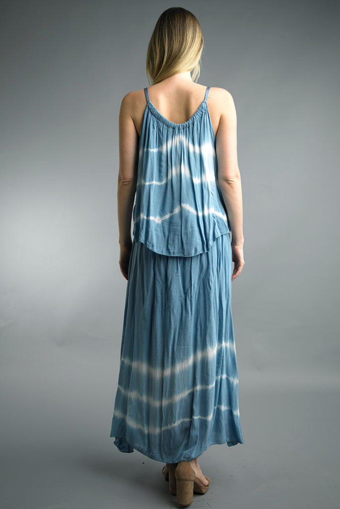 Tempo Blue Dip Dyed Maxi Dress With Added Swing Top-Maxi Dresses-Tempo Paris-Deja Nu Boutique, Women's Fashion Boutique in Lampasas, Texas