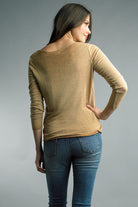 Tempo Caramel Dip Dye Long Sleeve Tee-Tops-Tempo Paris-Deja Nu Boutique, Women's Fashion Boutique in Lampasas, Texas