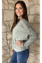 Tempo Olive Round Neck Long Sleeve Top With Silver Lurex Spakle-Long Sleeves-Tempo Paris-Deja Nu Boutique, Women's Fashion Boutique in Lampasas, Texas