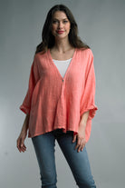 Tempo Paris Coral Linen One Button Oversized Jacket-Jackets-Tempo Paris-Deja Nu Boutique, Women's Fashion Boutique in Lampasas, Texas