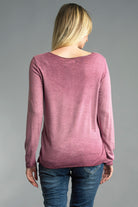 Tempo Wine Long Sleeve Basic Tee-Tops-Tempo Paris-Deja Nu Boutique, Women's Fashion Boutique in Lampasas, Texas