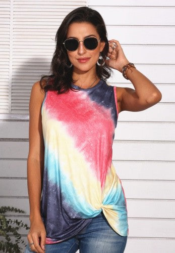 Tracie’s Tie Dye Twist Sleeveless Tank-Tops-Tracie's-Deja Nu Boutique, Women's Fashion Boutique in Lampasas, Texas