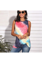 Tracie’s Tie Dye Twist Sleeveless Tank-Tops-Tracie's-Deja Nu Boutique, Women's Fashion Boutique in Lampasas, Texas