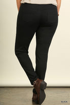 Umgee Black Plus Leggings With Elastic Waist And Back Pockets-Curvy/Plus Bottoms-Umgee-Deja Nu Boutique, Women's Fashion Boutique in Lampasas, Texas