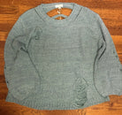 Umgee Dusty Mint Distressed Plus Sweater-Curvy/Plus Tops-Umgee-Deja Nu Boutique, Women's Fashion Boutique in Lampasas, Texas