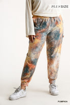 Umgee Pumpkin Tie Dye Plus Joggers-Curvy/Plus Bottoms-Umgee-Deja Nu Boutique, Women's Fashion Boutique in Lampasas, Texas