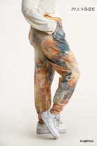 Umgee Pumpkin Tie Dye Plus Joggers-Curvy/Plus Bottoms-Umgee-Deja Nu Boutique, Women's Fashion Boutique in Lampasas, Texas