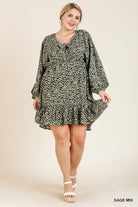 Umgee Sage Animal Print Plus Dress-Curvy/Plus Dresses-Umgee-Deja Nu Boutique, Women's Fashion Boutique in Lampasas, Texas