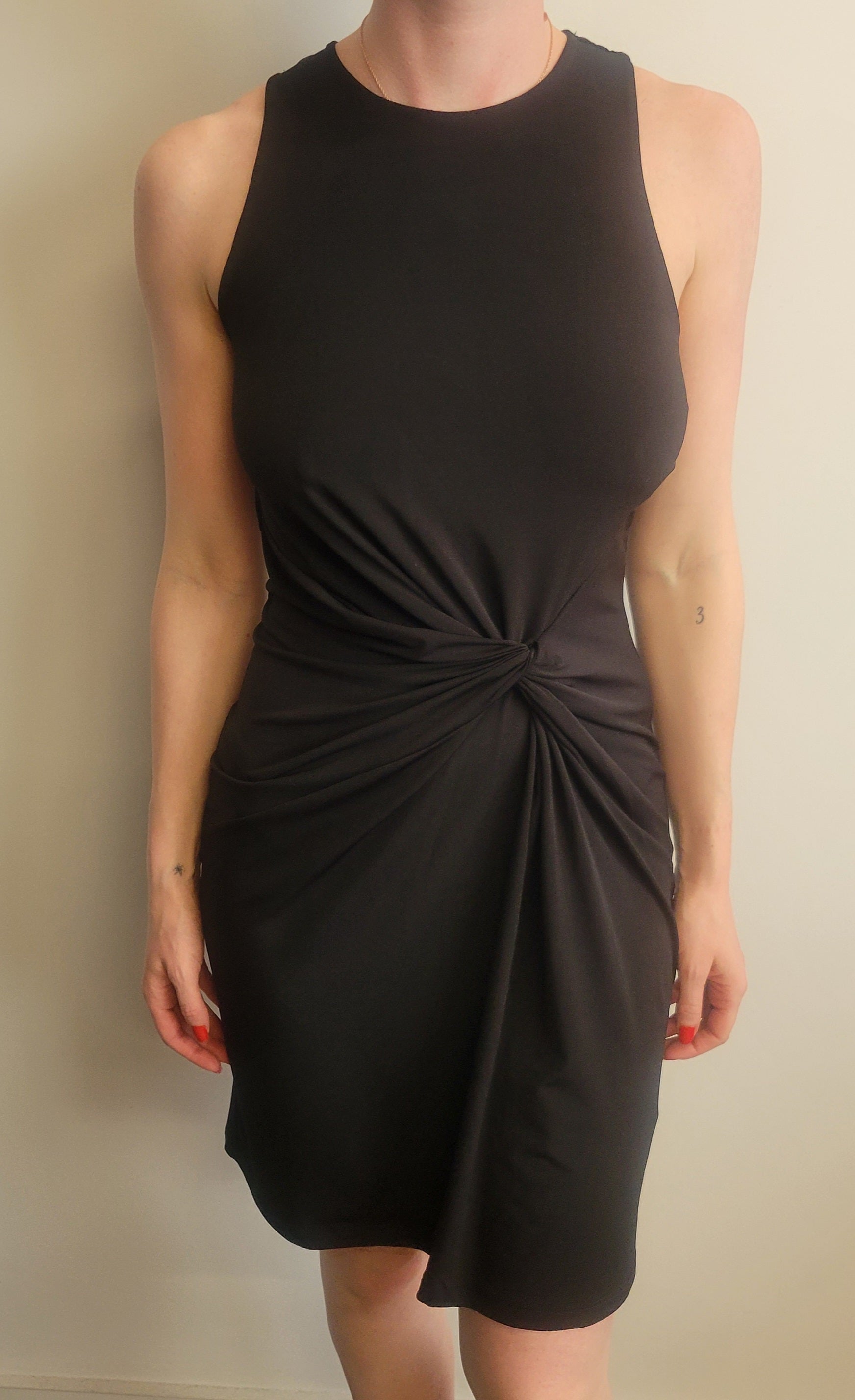 Veronica M Black Twist Front Sleeveless Dress-Short Dresses-Veronica M-Deja Nu Boutique, Women's Fashion Boutique in Lampasas, Texas