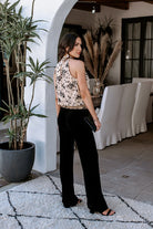 Veronica M Black Velvet Pintuck Pant-Bottoms-Veronica M-Deja Nu Boutique, Women's Fashion Boutique in Lampasas, Texas