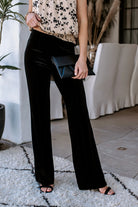 Veronica M Black Velvet Pintuck Pant-Bottoms-Veronica M-Deja Nu Boutique, Women's Fashion Boutique in Lampasas, Texas