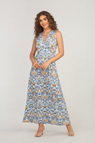 Veronica M Katryna V Neck Sleeveless Flora Maxi Dress-Maxi Dresses-Veronica M-Deja Nu Boutique, Women's Fashion Boutique in Lampasas, Texas