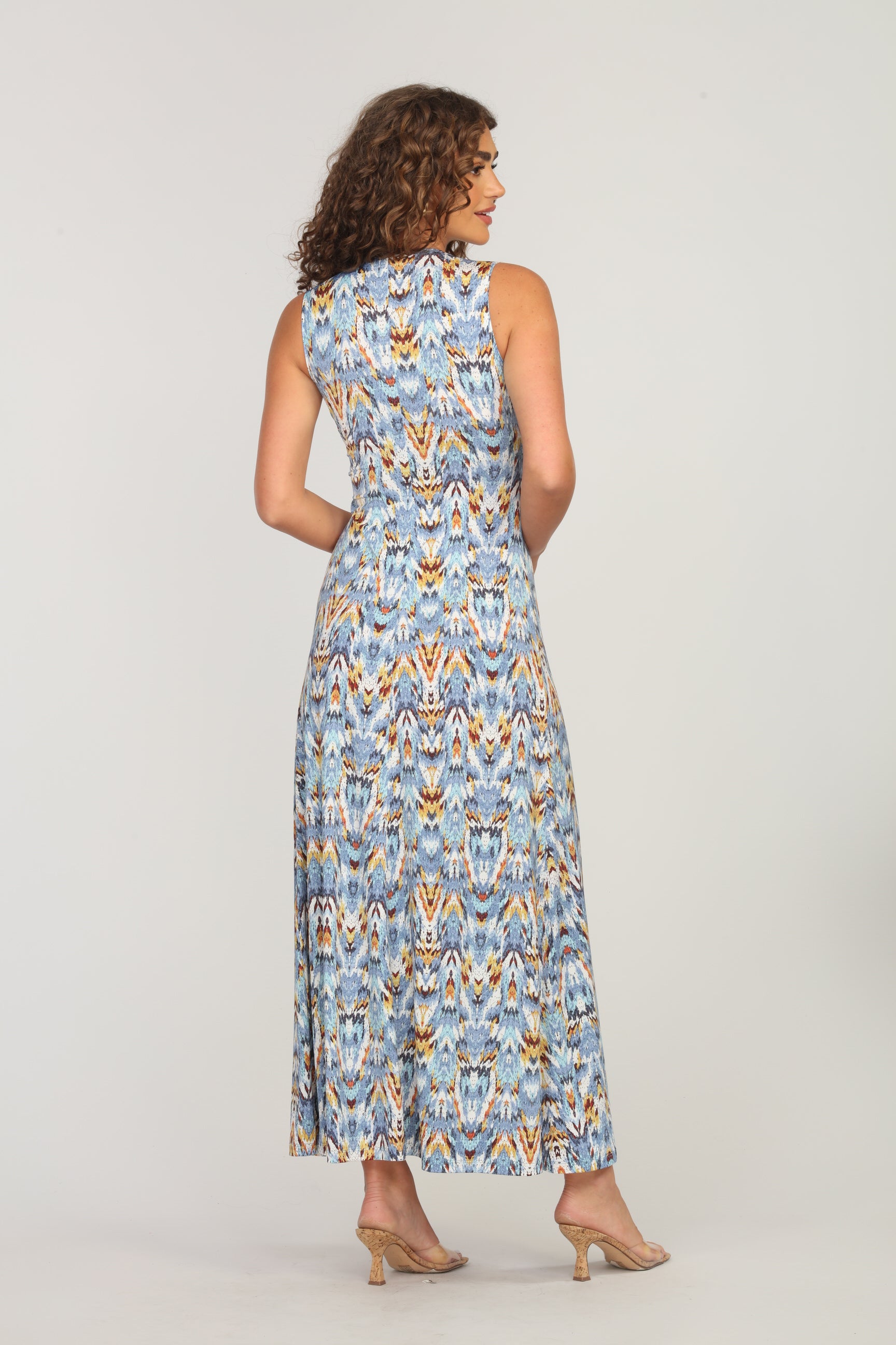 Veronica M Katryna V Neck Sleeveless Flora Maxi Dress-Maxi Dresses-Veronica M-Deja Nu Boutique, Women's Fashion Boutique in Lampasas, Texas