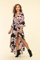 Veronica M Romano Wrap Maxi Dress With Bell Sleeve-Maxi Dresses-Veronica M-Deja Nu Boutique, Women's Fashion Boutique in Lampasas, Texas