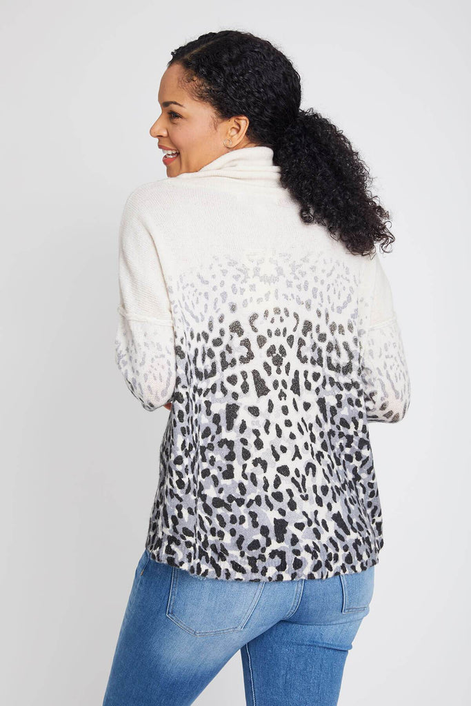 Vintage Havana Faded Leopard Cowl Neck Sweater-Sweaters-Vintage Havana-Deja Nu Boutique, Women's Fashion Boutique in Lampasas, Texas