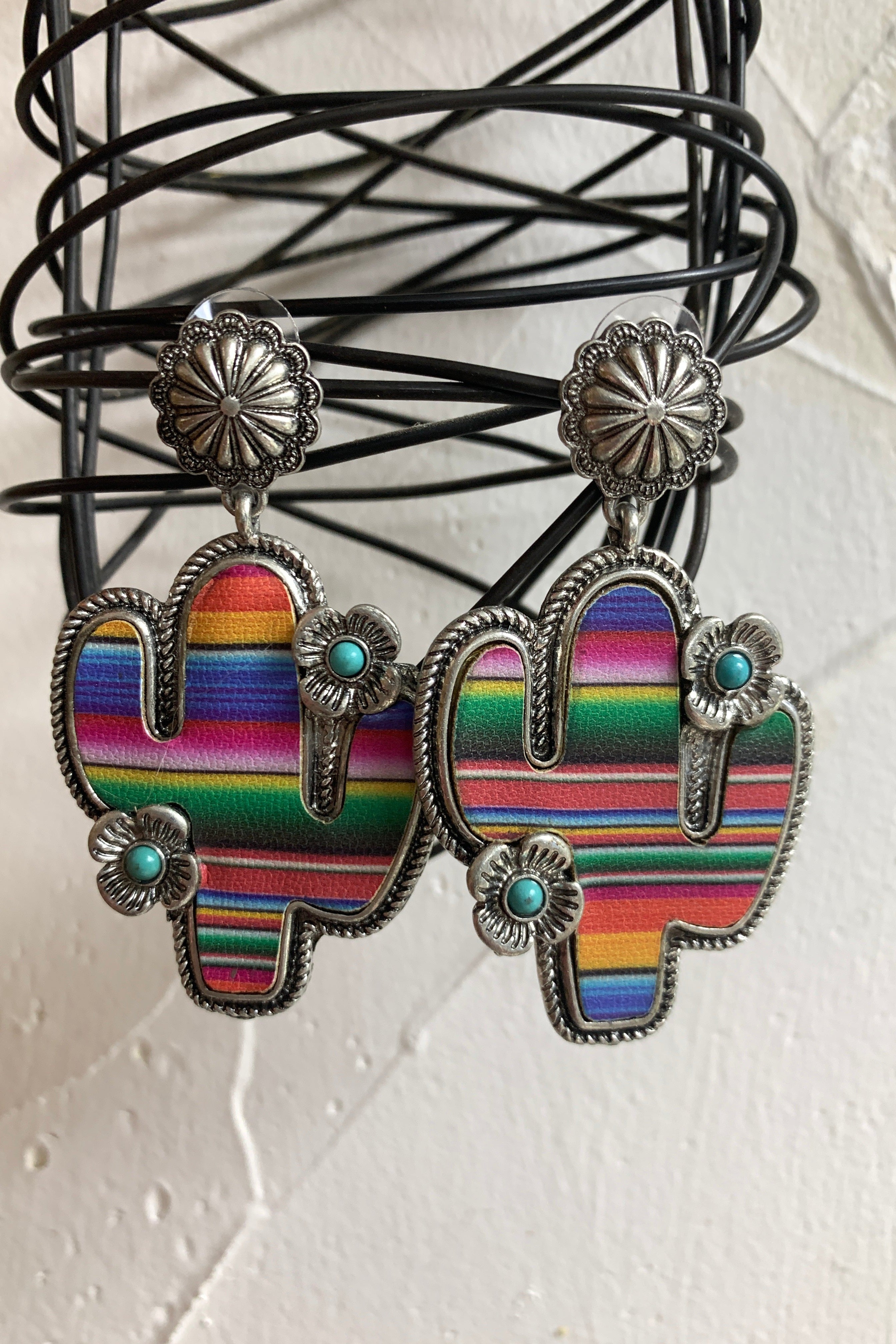 Viola Serape Cactus Earrings-Earrings-Viola-Deja Nu Boutique, Women's Fashion Boutique in Lampasas, Texas