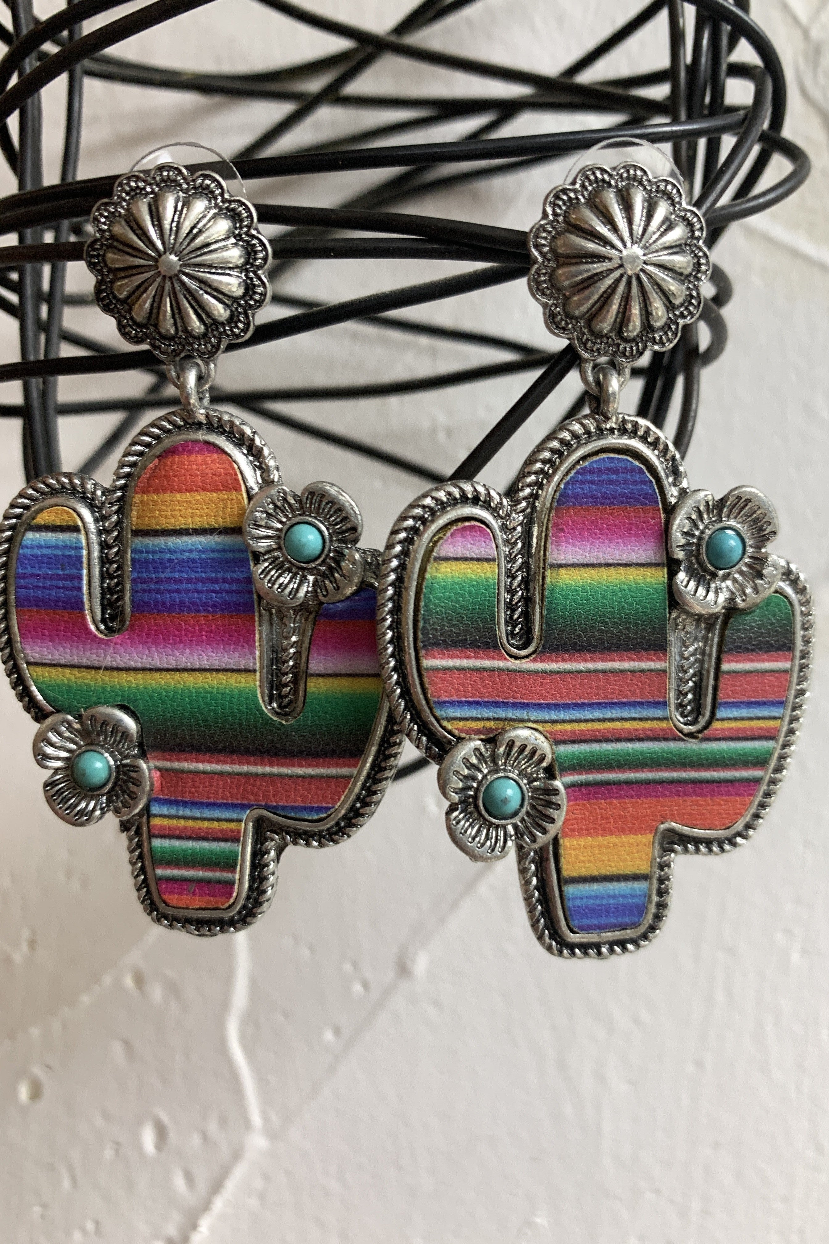 Viola Serape Cactus Earrings-Earrings-Viola-Deja Nu Boutique, Women's Fashion Boutique in Lampasas, Texas