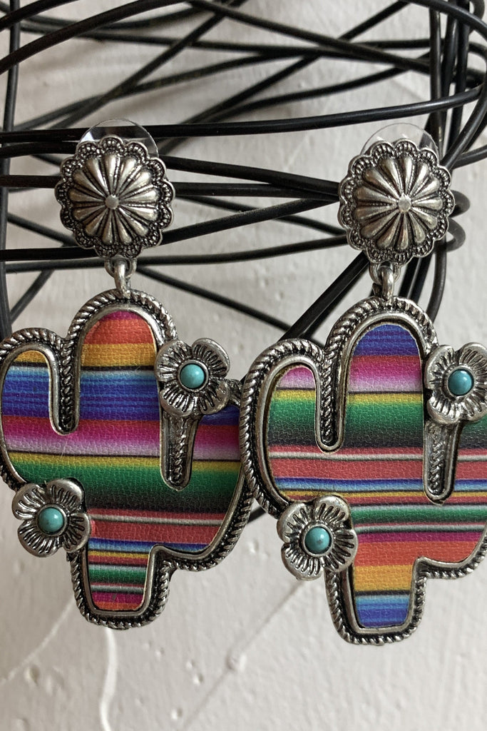 Viola Serape Cactus Earrings-Earrings-Viola-Deja Nu Boutique, Women's Fashion Boutique in Lampasas, Texas
