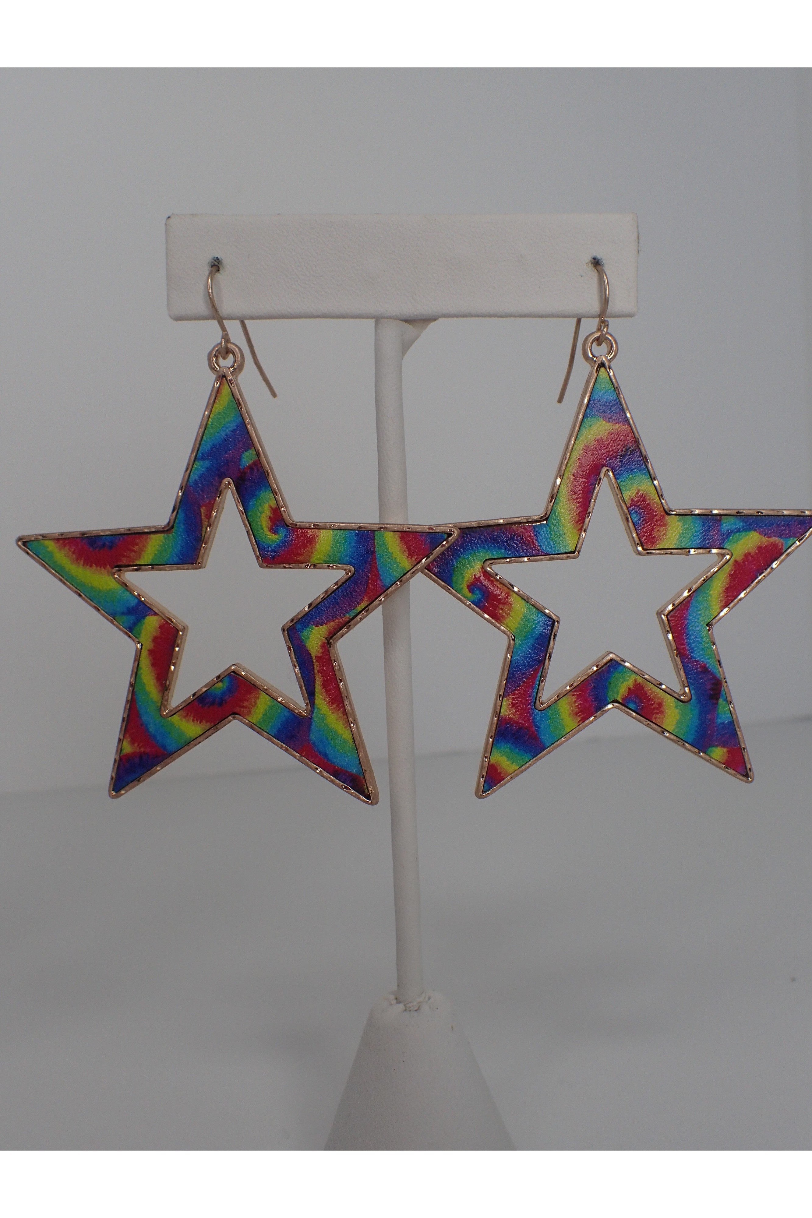 Viola Tie Dye Metal Star Earrings-Earrings-Viola-Deja Nu Boutique, Women's Fashion Boutique in Lampasas, Texas