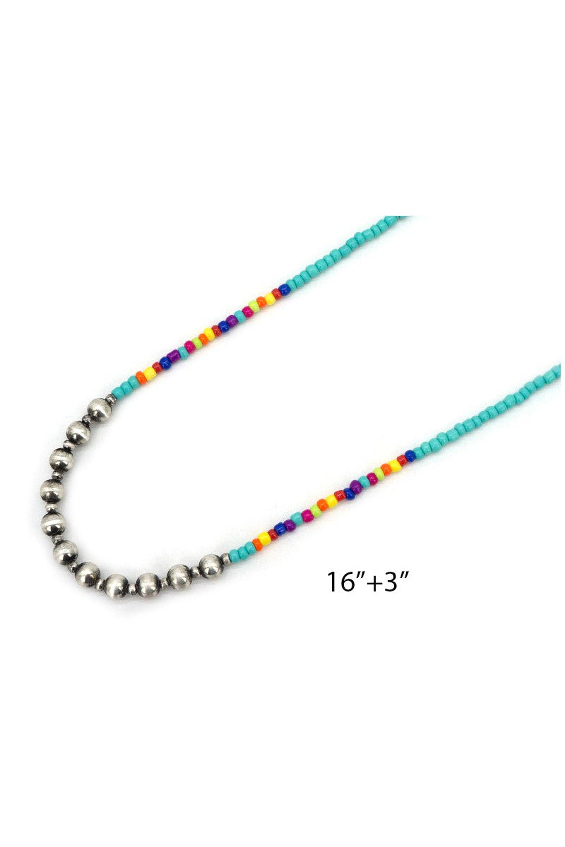 Viola Turquoise Navajo Pear Bead And Seed Bead Short Necklace-Necklaces-Viola-Deja Nu Boutique, Women's Fashion Boutique in Lampasas, Texas