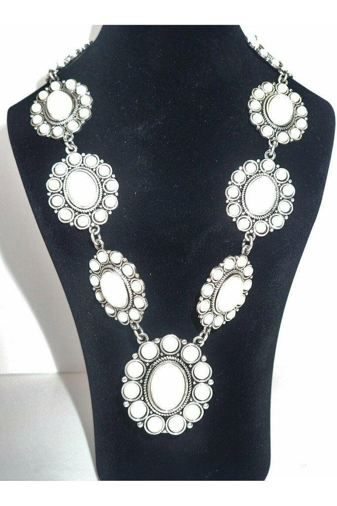 L And B White Vintage Silver Cluster Necklace-Necklaces-L And B-Deja Nu Boutique, Women's Fashion Boutique in Lampasas, Texas