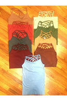 Yelete Criss Cross Cami In Assorted Colors-Camis/Tanks-Yelete-Deja Nu Boutique, Women's Fashion Boutique in Lampasas, Texas