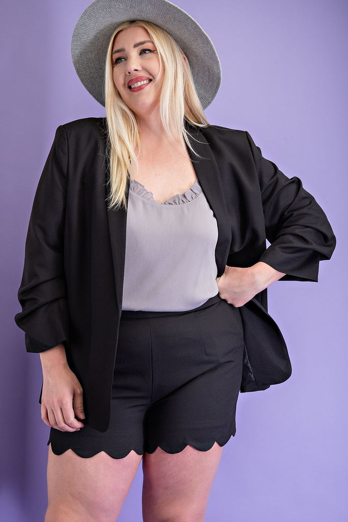ee:some Classic Blazer With A Shawl Lapel Collar In Black Plus-Curvy/Plus Outerwear-ee:some-Deja Nu Boutique, Women's Fashion Boutique in Lampasas, Texas