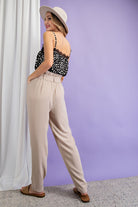 ee:some Comfy Belted Paper Bag Pants In Taupe-Bottoms-ee:some-Deja Nu Boutique, Women's Fashion Boutique in Lampasas, Texas