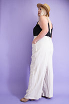 ee:some Linen Wide Leg Pants In Oatmeal Plus-Curvy/Plus Pants-ee:some-Deja Nu Boutique, Women's Fashion Boutique in Lampasas, Texas