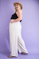 ee:some Linen Wide Leg Pants In Oatmeal Plus-Curvy/Plus Pants-ee:some-Deja Nu Boutique, Women's Fashion Boutique in Lampasas, Texas