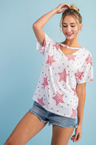 ee:some Star Print Scoop Neck Tee-Short Sleeves-ee:some-Deja Nu Boutique, Women's Fashion Boutique in Lampasas, Texas