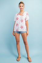 ee:some Star Print Scoop Neck Tee-Short Sleeves-ee:some-Deja Nu Boutique, Women's Fashion Boutique in Lampasas, Texas