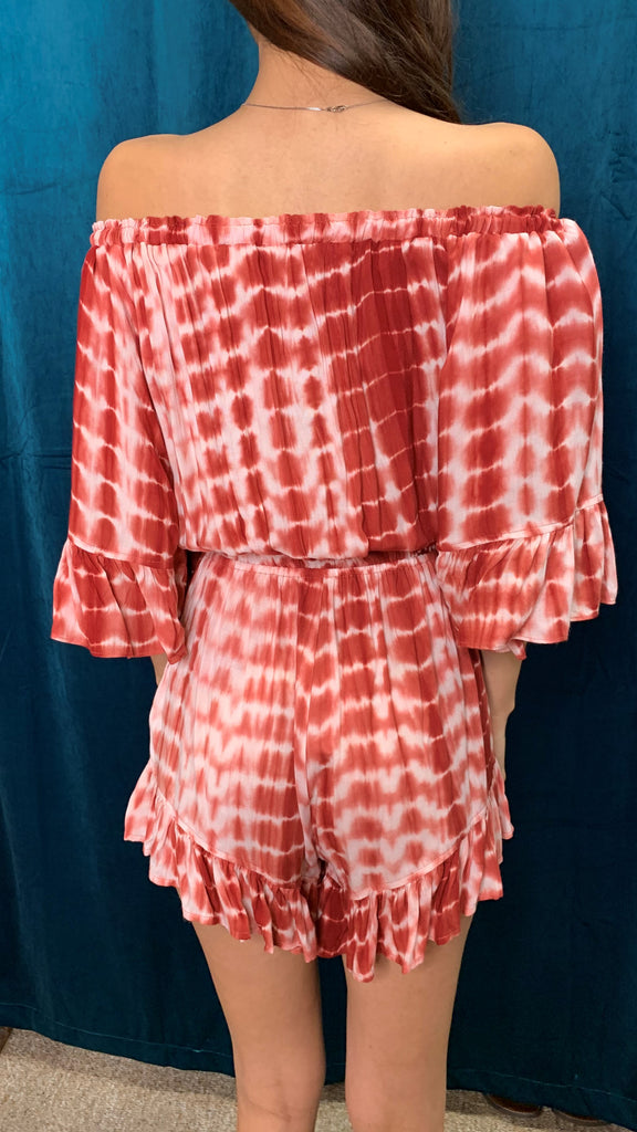 ee:some Terra Cotta Bell Sleeve Romper-Rompers & Jumpsuits-ee:some-Deja Nu Boutique, Women's Fashion Boutique in Lampasas, Texas