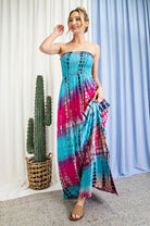 ee:some Tie Dye Strapless Smocked Maxi Dress-Maxi Dresses-ee:some-Deja Nu Boutique, Women's Fashion Boutique in Lampasas, Texas